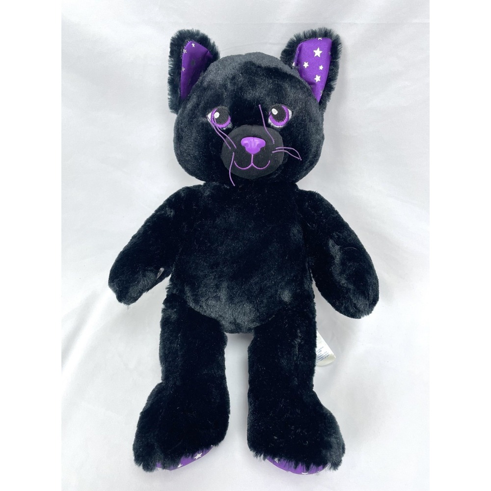 Build a Bear BAB Starry Sky Night Black Kitty Cat Purple Plush Stuffed Animal